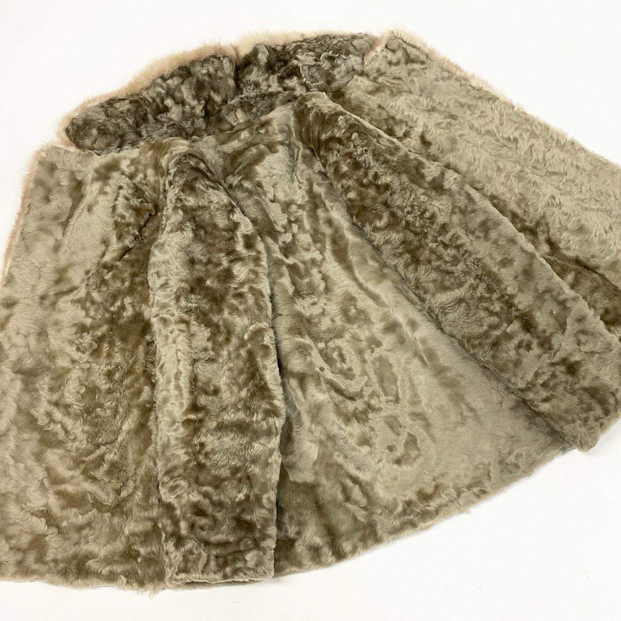 33l14 パステルミンク × カラクルラム ファーコート サイズ11号 ベージュ 本毛皮 MINK × LAMB FURt18r