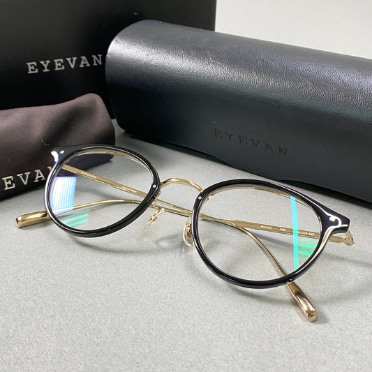i10 《極美品》 EYEVAN アイヴァン Acosta アコスタ 眼鏡 メガネ 46-21-145 PBK ピアノブラック UVカット アイウェア ケース 袋 箱有t18r