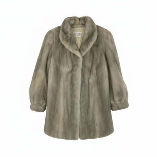 49L4 SAGA MINK サガミンク 銀サガ サファイアミンク セミロングコート シルバー グレー 最高級本毛皮 MINK FUR リアルファーt18r