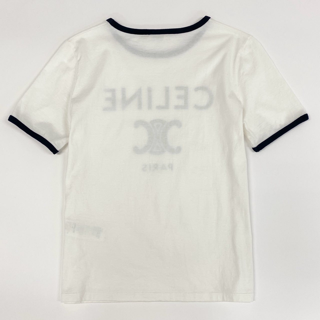 70a15 フランス製 CELINE セリーヌ トリオンフ リンガー Tシャツ カットソー トップス 2X872671Q サイズS ホワイト コットン100％ レディース