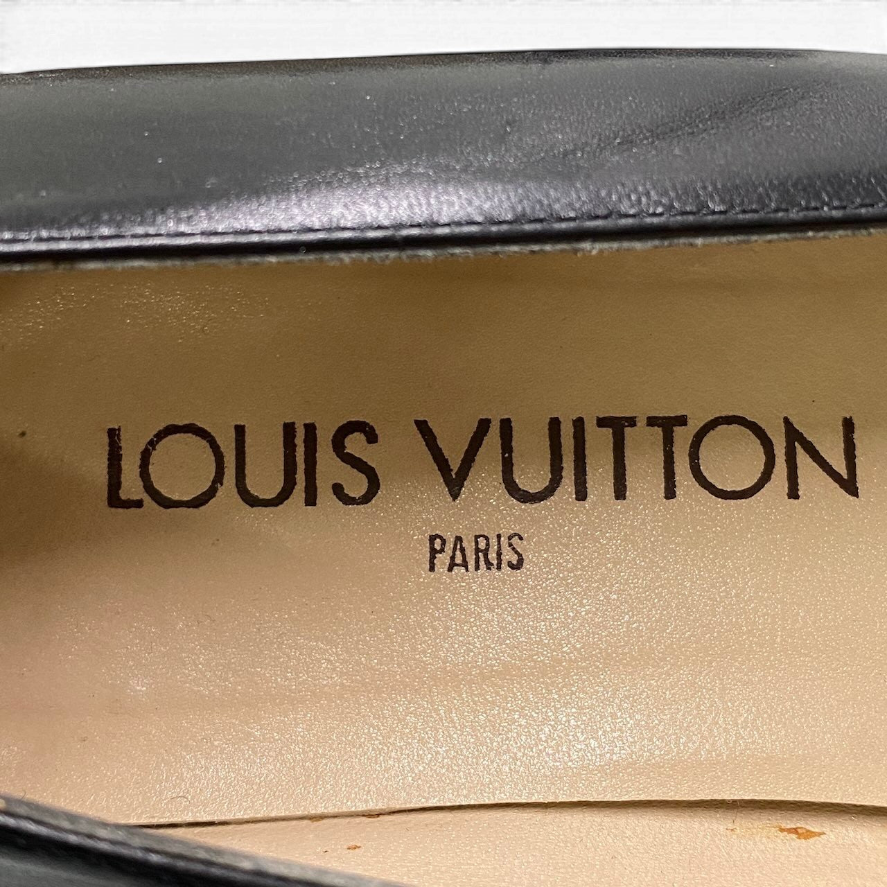 e4 LOUIS VUITTON ルイヴィトン スクエアトゥ ヒールパンプス ローヒール ロゴキューブ レザー 36 1/2 ブラック レディース 女性靴o07t