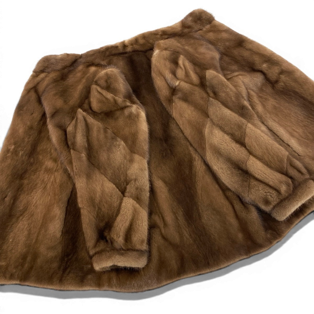 79f10 FOND 袖段デザイン パステルミンク ファーコート サイズ11 茶系 本毛皮 Pastel Mink Fur Coatt18r