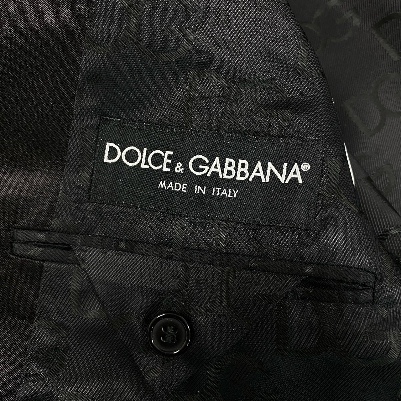 76a14 DOLCE&GABBANA ドルチェアンドガッバーナ エンブレムロゴ テーラードジャケット 46 ブラック ブレザー イタリア製 D&G ドルガバ