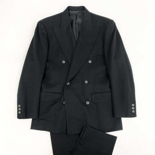 53h27 Jean Paul Gaultier HOMME ジャンポールゴルチエオム ダブルプレスト セットアップ スーツ テーラードジャケット スラックスパンツ 48 ブラック ウール 日本製 メンズo07t