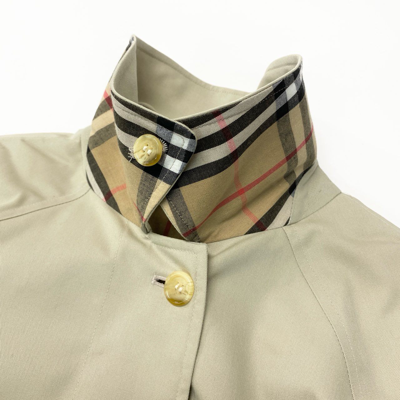 Ib23【極美品】Burberrys バーバリーズ デッドストック ステンカラーコート ノバチェック イングランド製 8サイズ ベージュ レディース 女性用k02i