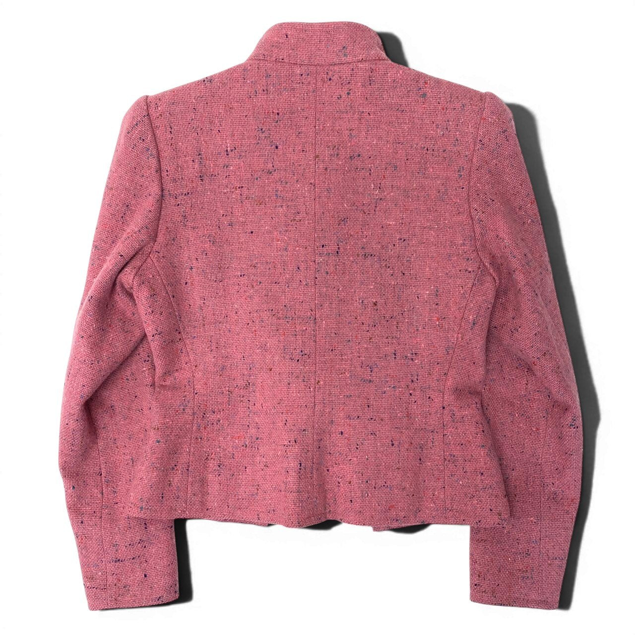 56e12 Yves Saint Laurent  イヴサンローラン vintage ツイードジャケット スタンドカラージャケット サイズ34 フランス製 ピンク ウール100％ レディース 女性用u02t