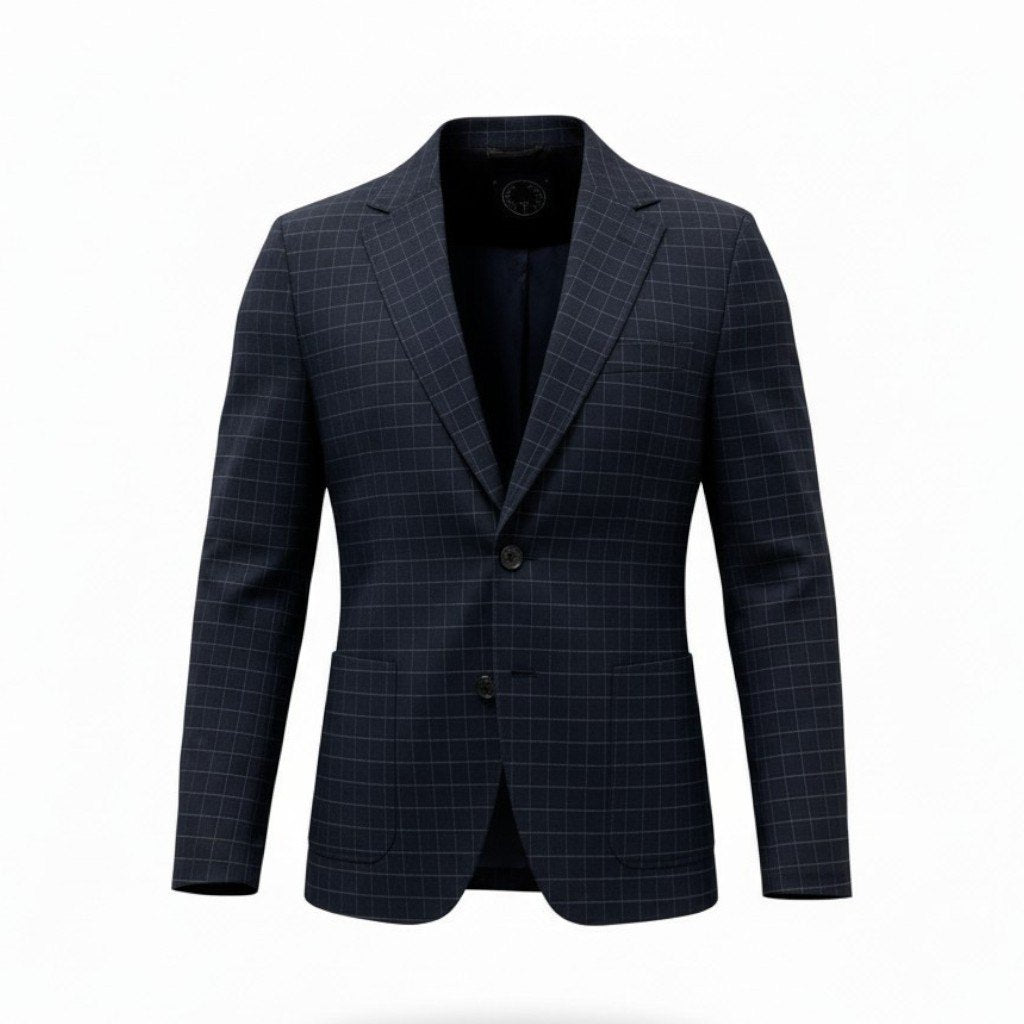 45c6 【美品】T-JACKET ティージャケット テーラードジャケット ブレザー 格子柄 チェック柄 51G419J Lサイズ ネイビー メンズ 男性用u02t