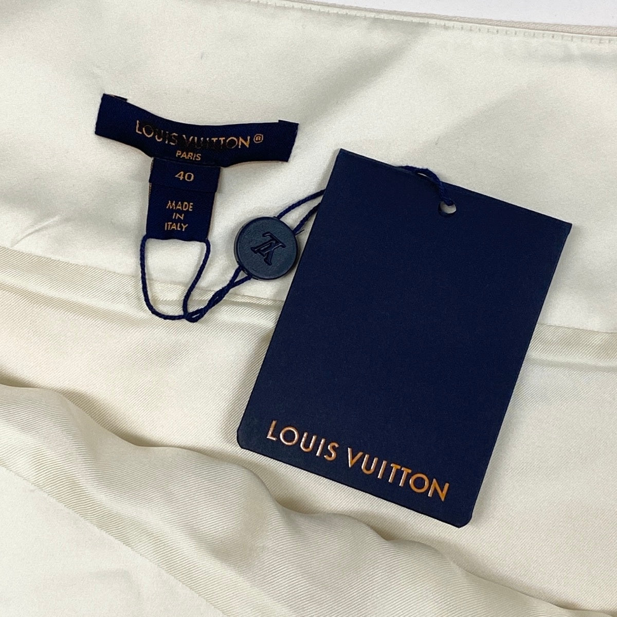 Ej13 【未使用タグ付】 LOUIS VUITTON ルイヴィトン 2024年 ウール ミニスカート RW242WB サイズ40 ホワイト レディースu02t