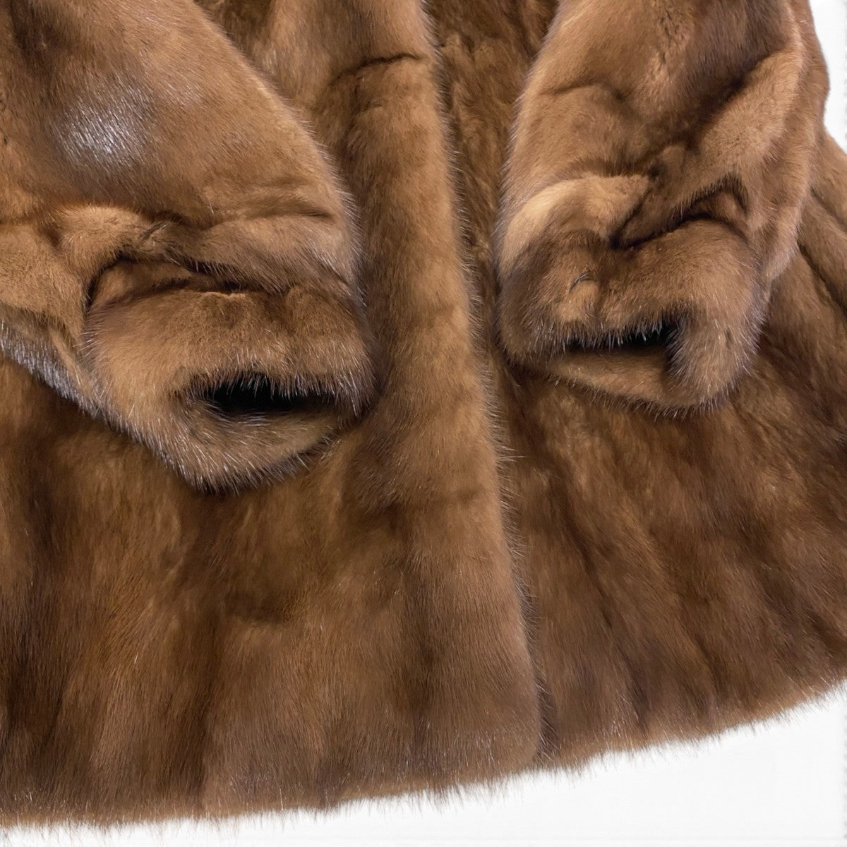 78i24 SIBERIAN FUR STORE デミバフミンク ファーコート サイズ13 茶系 本毛皮 Mink Fur Coat ウエストコード有 リアルファー 裏地刺繍t18r