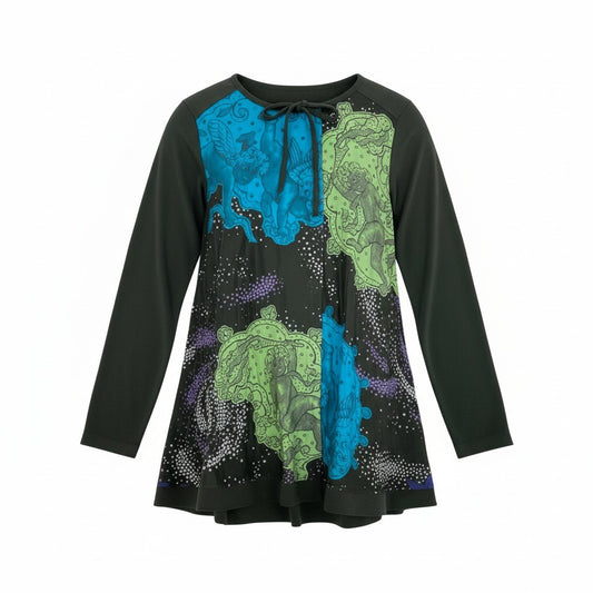 67k20《美品》 TOKUKO 1er VOL トクコプルミエヴォル チュニック カーディガン Aライン 異素材切替 9 カーキ グレー系 レディースu02t