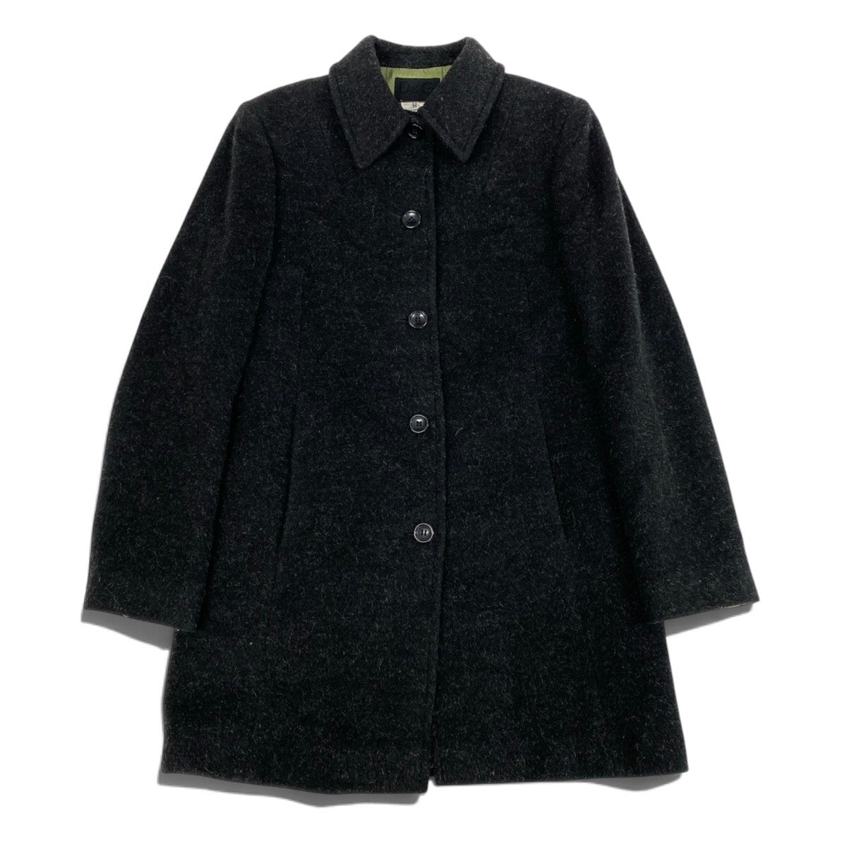 53j6 D＆G DOLCE&GABBANA ドルチェアンドガッパーナ 00's ステンカラーコート コートジャケット イタリー製 38サイズ ブラック レディース 女性用u02t