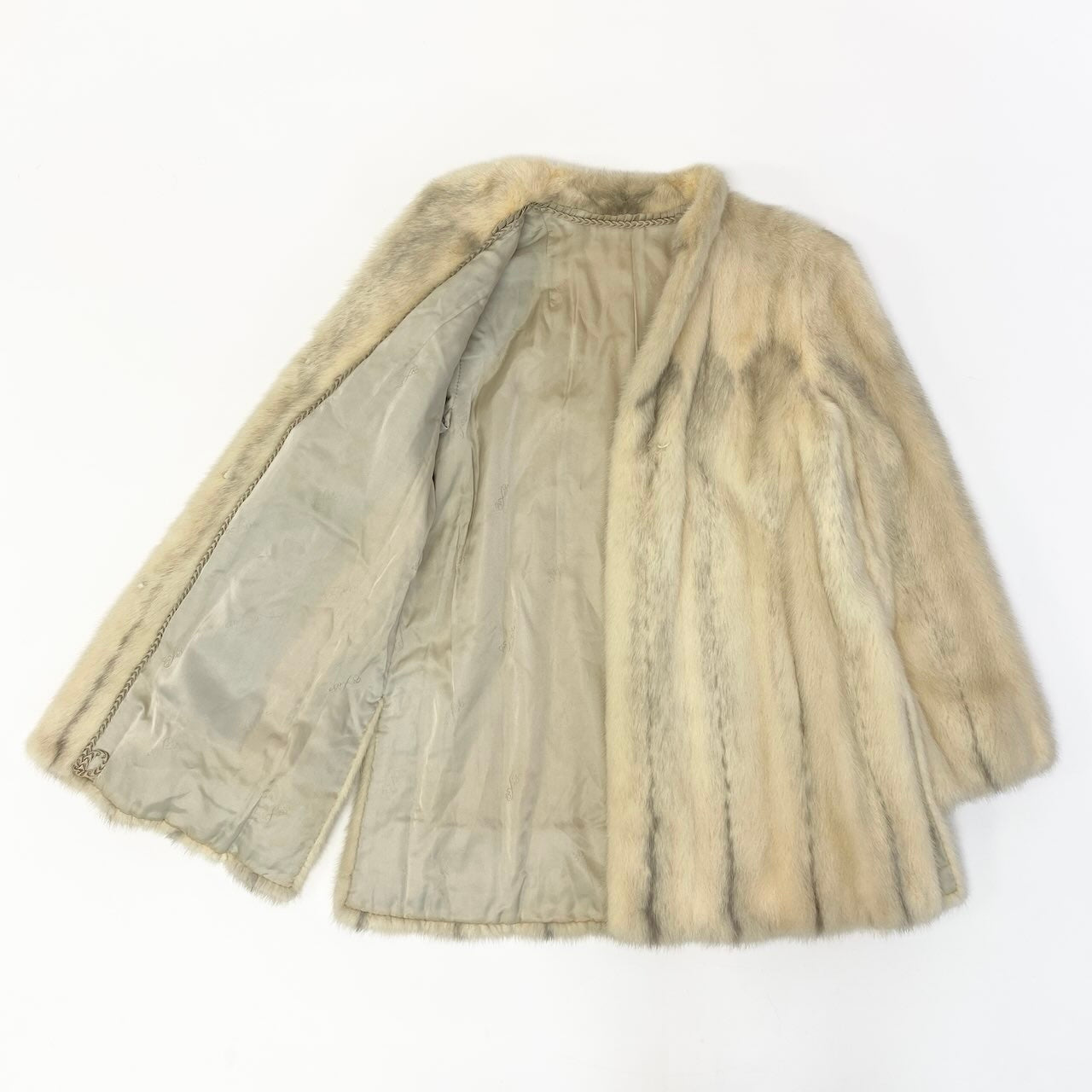 45c21 パステルクロスミンク ファーコート サイズF ホワイト 本毛皮 Pastel Cross Mink Fur Coatt18r