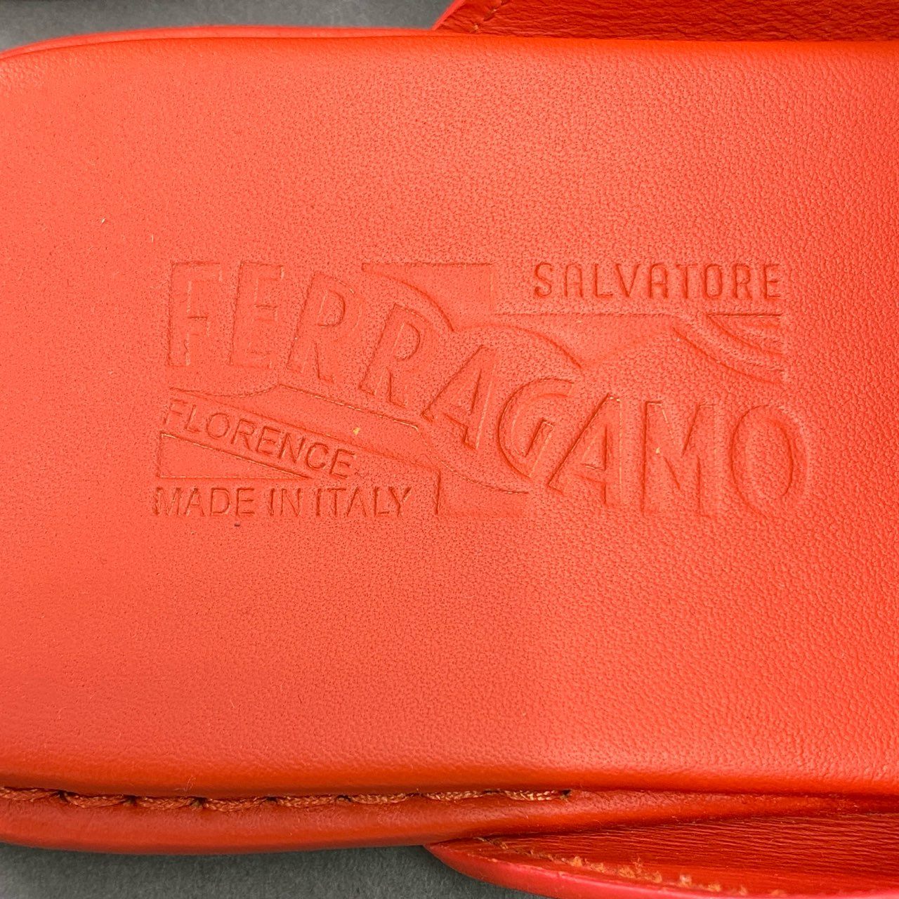 12k6 Salvatore Ferragamo サルヴァトーレ フェラガモ 2022SS ガンチーニ レザーサンダル スリッパシューズ サイズ10 M オレンジ レザー メンズ 男性用 レザーシューズ 靴