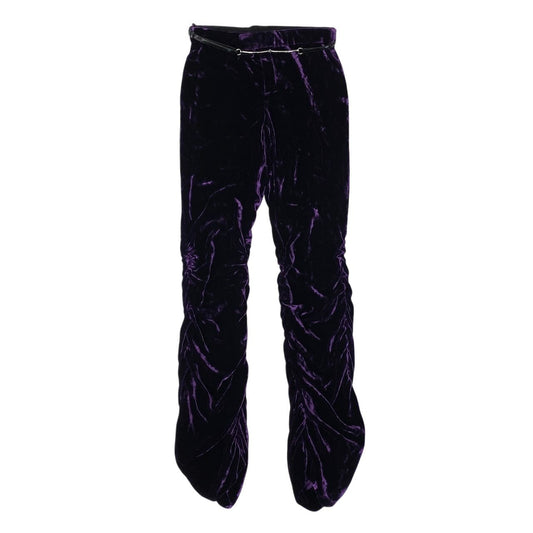 Ae10 【新品保管品】GUCCI ホースビット ベロアパンツ ギャザーデザイン 42サイズ パープル メンズ 男性用k02i