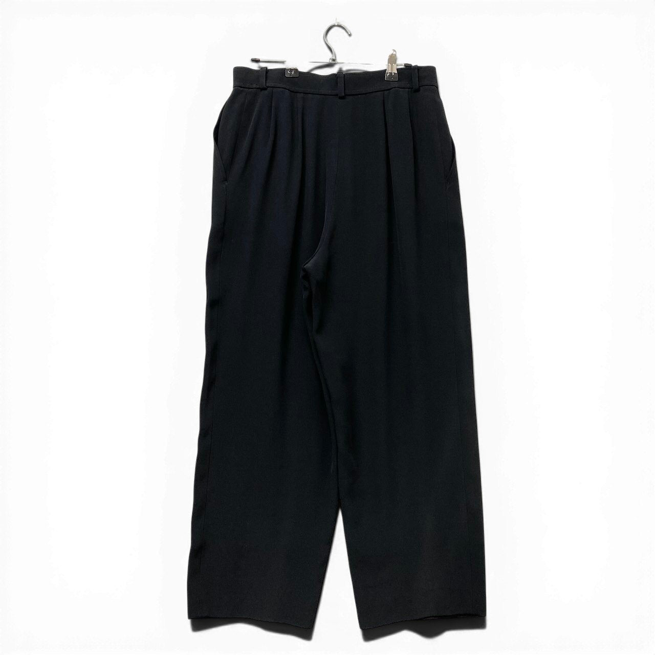 62g7 YVES SAINT LAURENT イヴサンローラン タックパンツ ワイドパンツ ボトムス サイズ38 ブラック レディース 女性用o07t