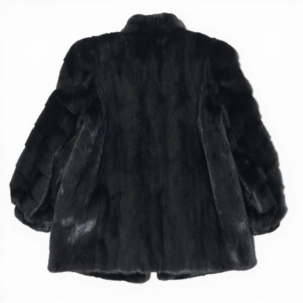 45a15 SAGA MINK サガミンク 銀サガ 横段 ダークミンクコート サイズ7 ブラック 最高級本毛皮 Mink Fur Coatt18r