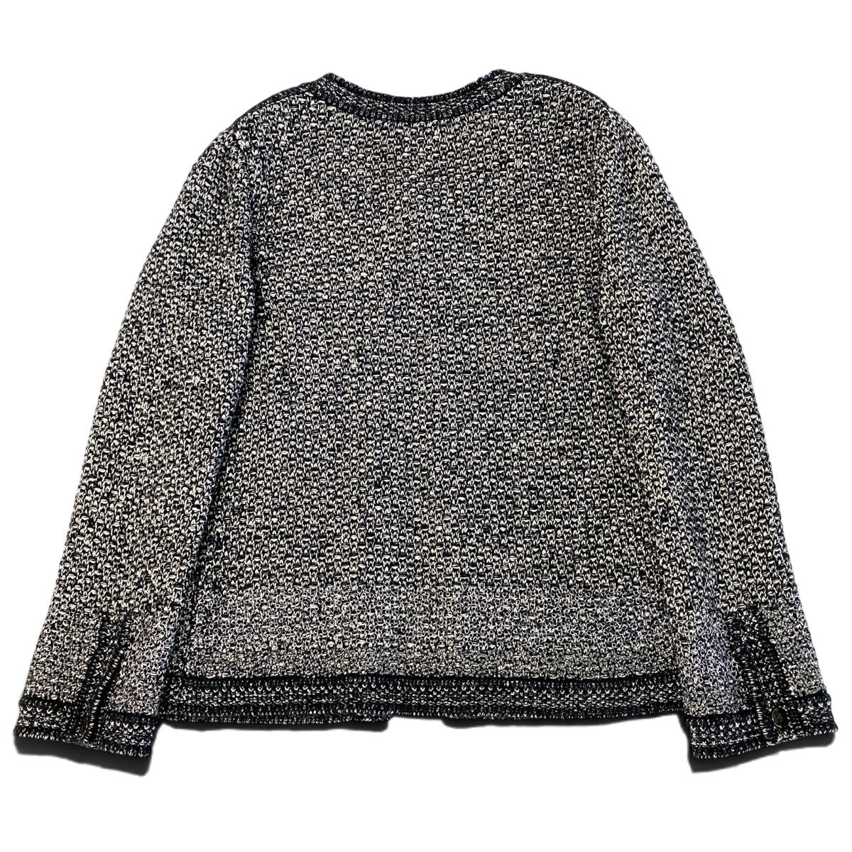 j26 CHANEL ノーカラーニットカーディガン ラインストーン ココマーク P42095 38サイズ ブラック系 レディース 女性用k02i