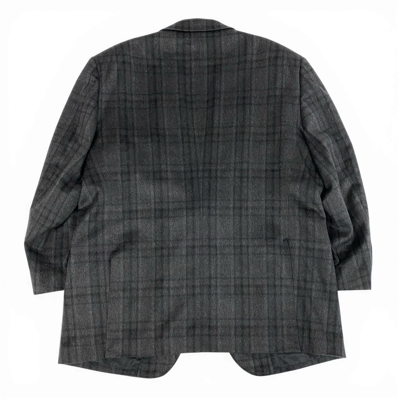 50a19 Aquascutum LONDON アクアスキュータム テーラードジャケット カシミヤジャケット チェック柄  メンズ 紳士服 サイズ105 3L グレー系 カシミア100％u02t