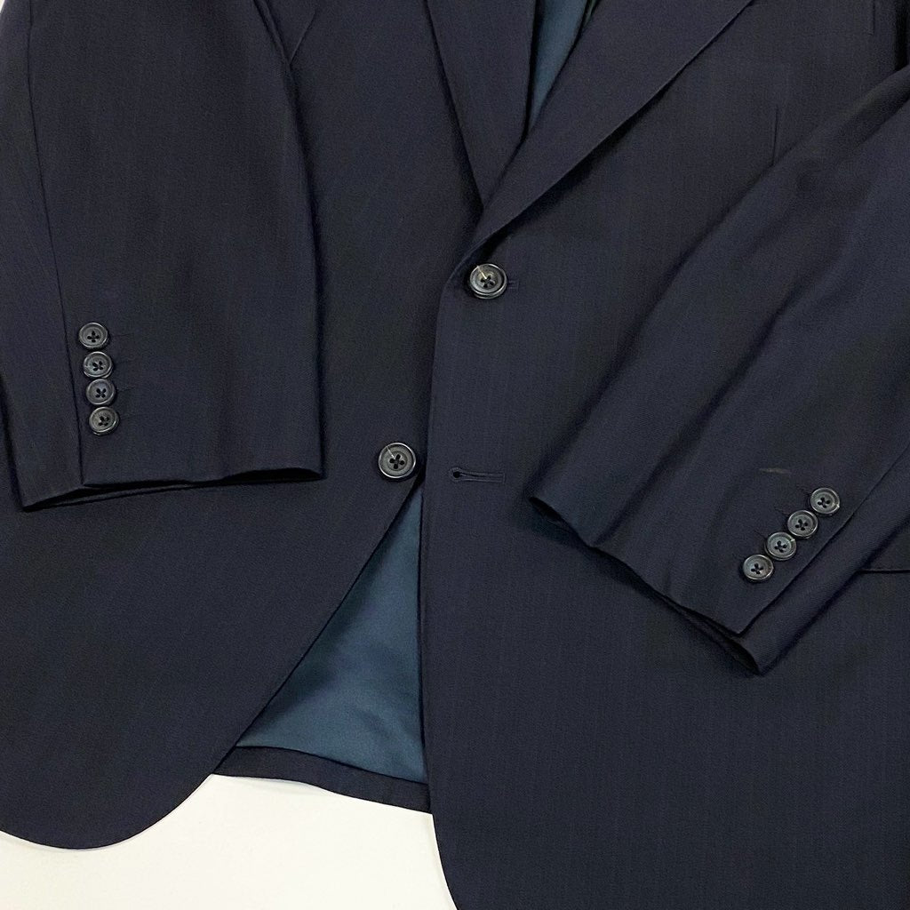 62l24 Burberry's バーバリーズ スーツセットアップ テーラードジャケット スラックス カシミヤ混 ストライプ BB5サイズ ネイビー メンズo07t