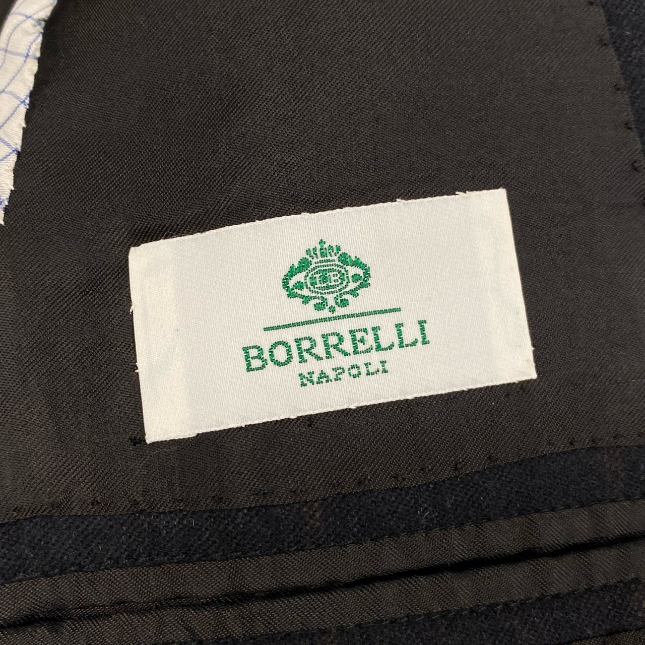 9L19 LUIGI BORRELLI ルイジボレッリ イタリア製 チェック柄 セットアップ スーツ フォーマル◎ 44 ブラック ダークブラウン ウール メンズo07t
