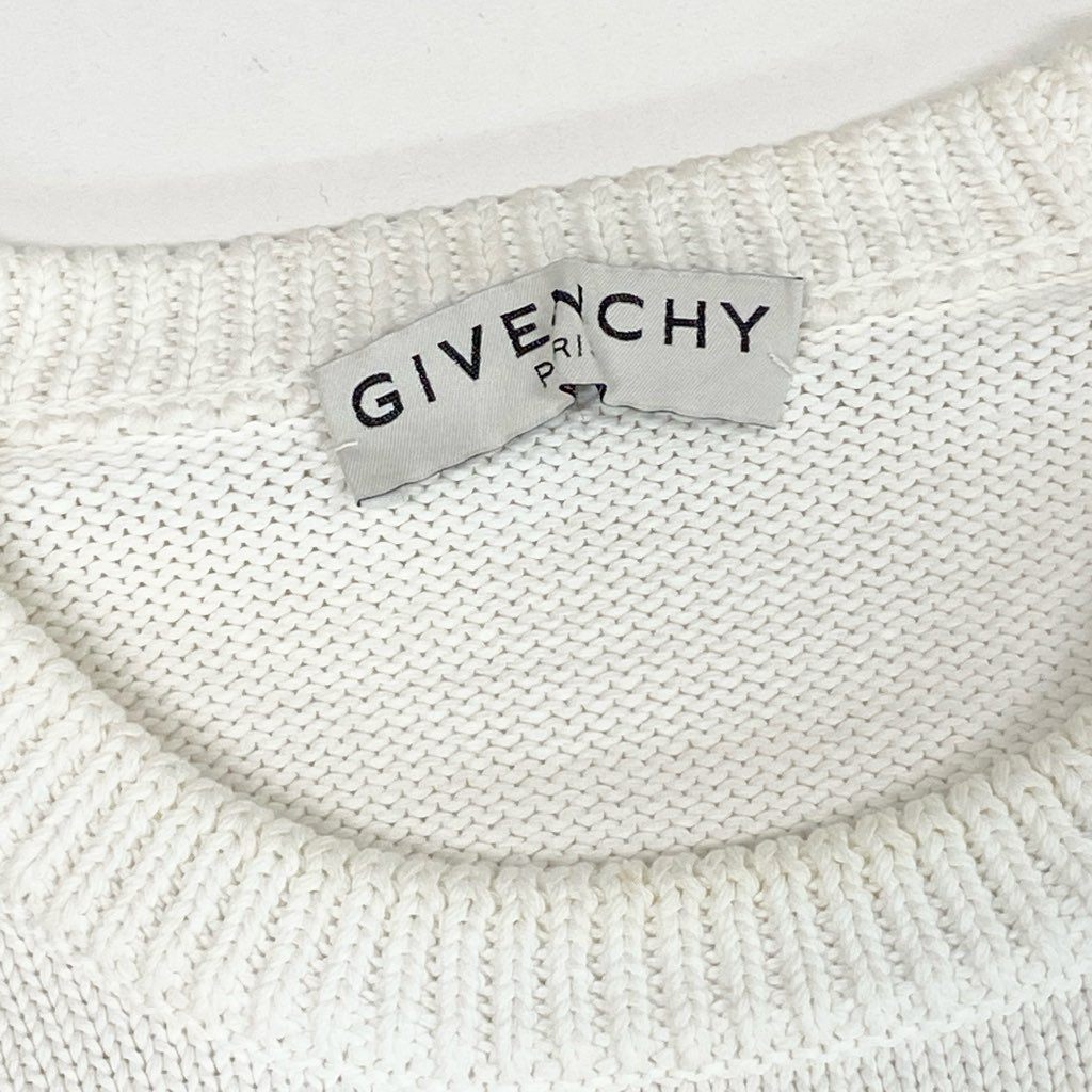 7L22 GIVENCHY ジバンシィ 長袖ニットセーター  コットンニット トップス 胸元ロゴ ホワイト コットン100％ メンズo07t