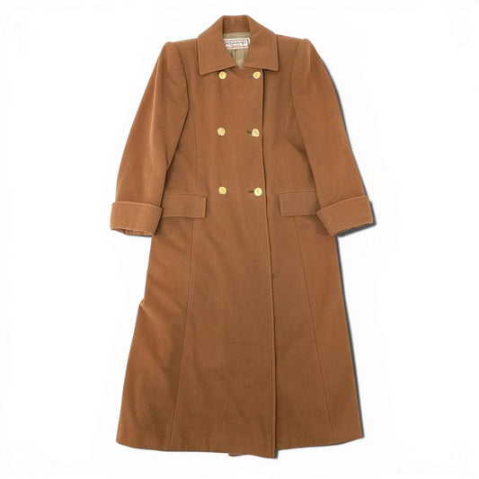 3l27 YVES SAINT LAURENT イヴサンローラン YSL 金ボタン ウールロングコート サイズS キャメル 画像参照 Vintage ヴィンテージ レトロ 女性服t18r
