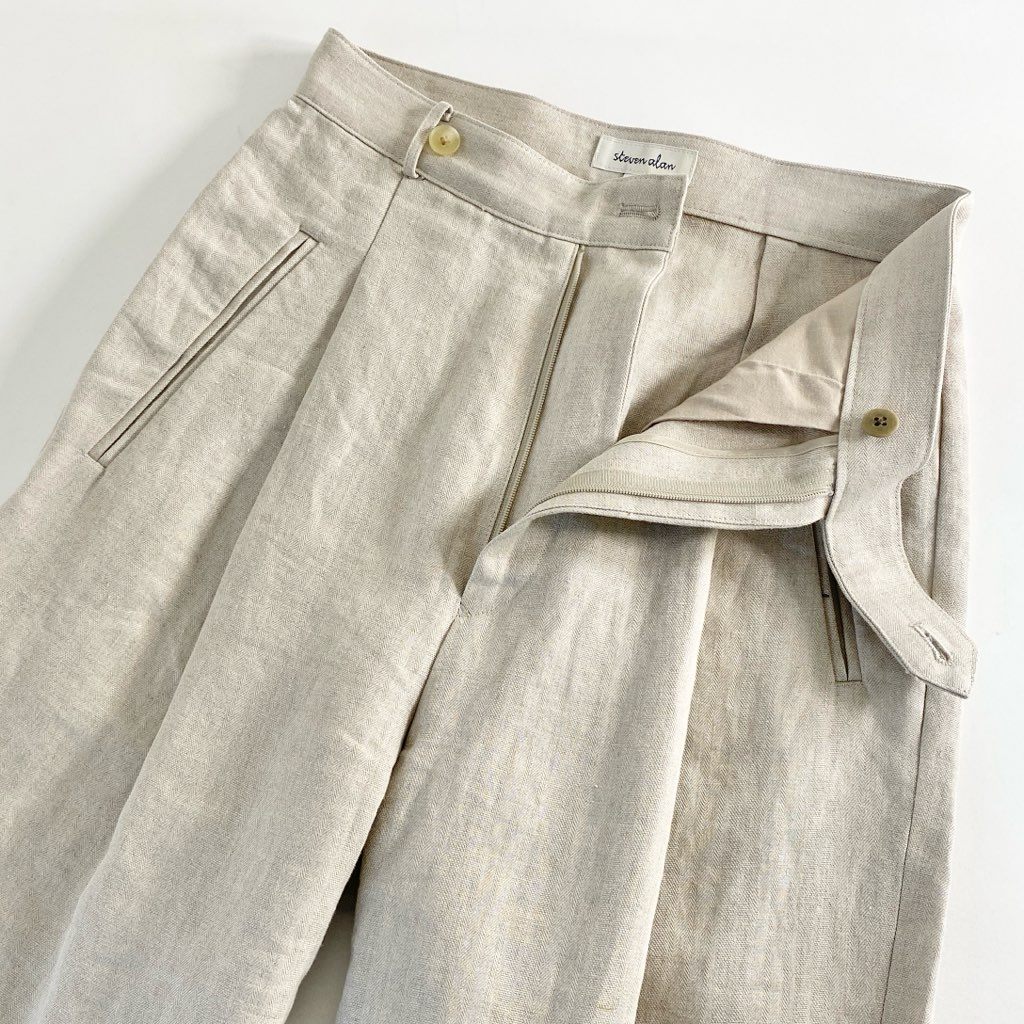 50c21 steven alan スティーブンアラン LINEN WIDE TROUSERS リネンワイド トラウザーパンツ S ベージュ 日本製