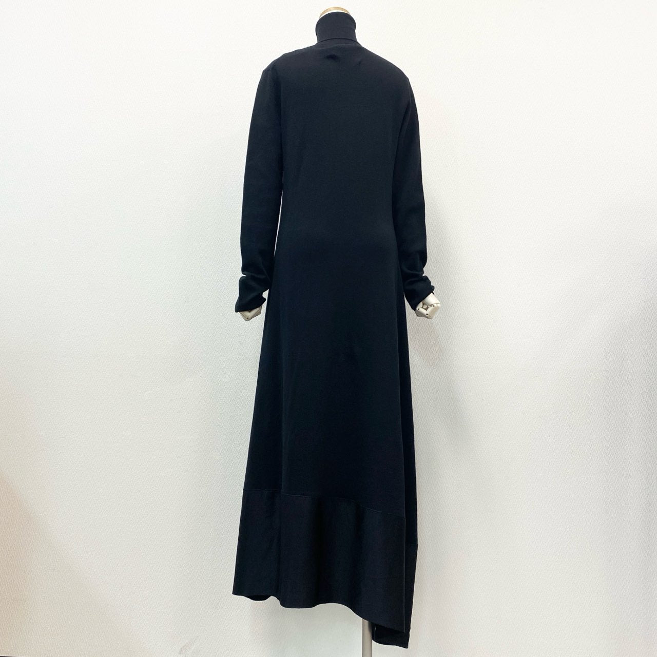 63k20 JIL SANDER ジルサンダー 2021AW タートルネック ロングニットワンピース 切替デザイン JSWR754315 WRY21148 サイズ36 ブラック レディース 女性用