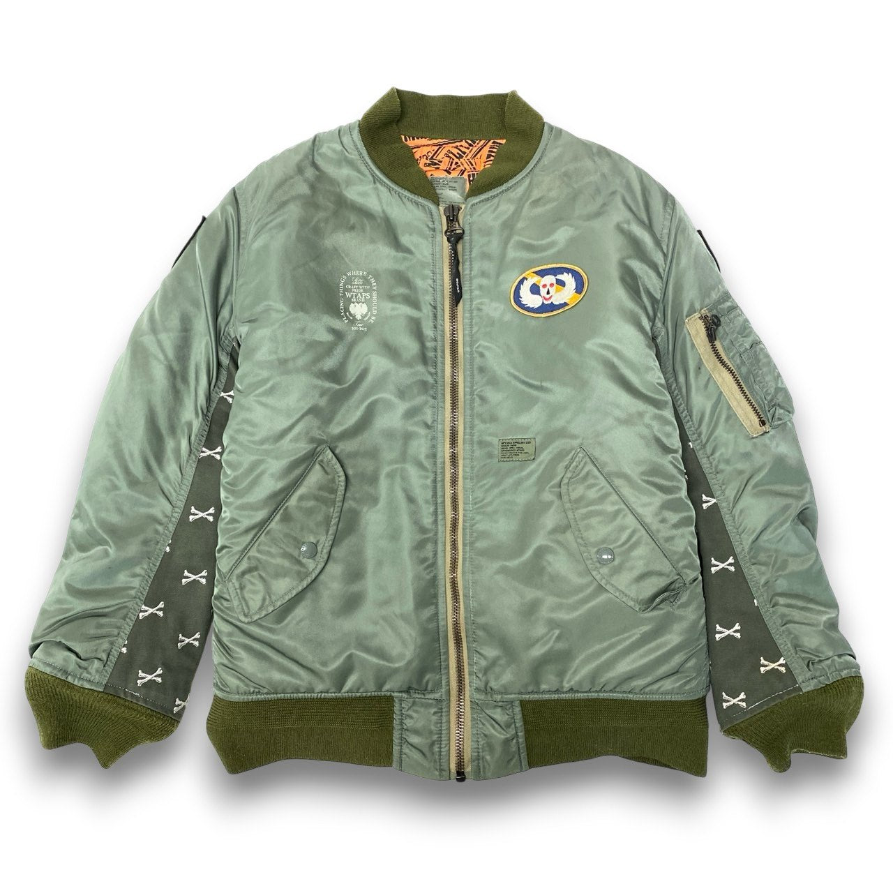 80c10 WTAPS ダブルタップス MA-1 フライトジャケット RED DAWN 刺繍 アウター GWDT-JK-M01 カーキ ナイロン100％ メンズ 男性用o07t