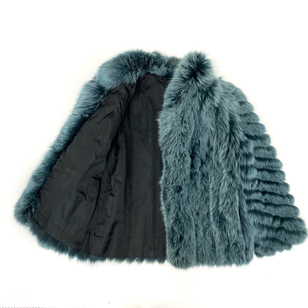 86j23 最高級毛皮 フォックスコート 毛皮コート ボリューム◎ レアカラー サイズ11 グリーン 染めフォックス レディースu02t