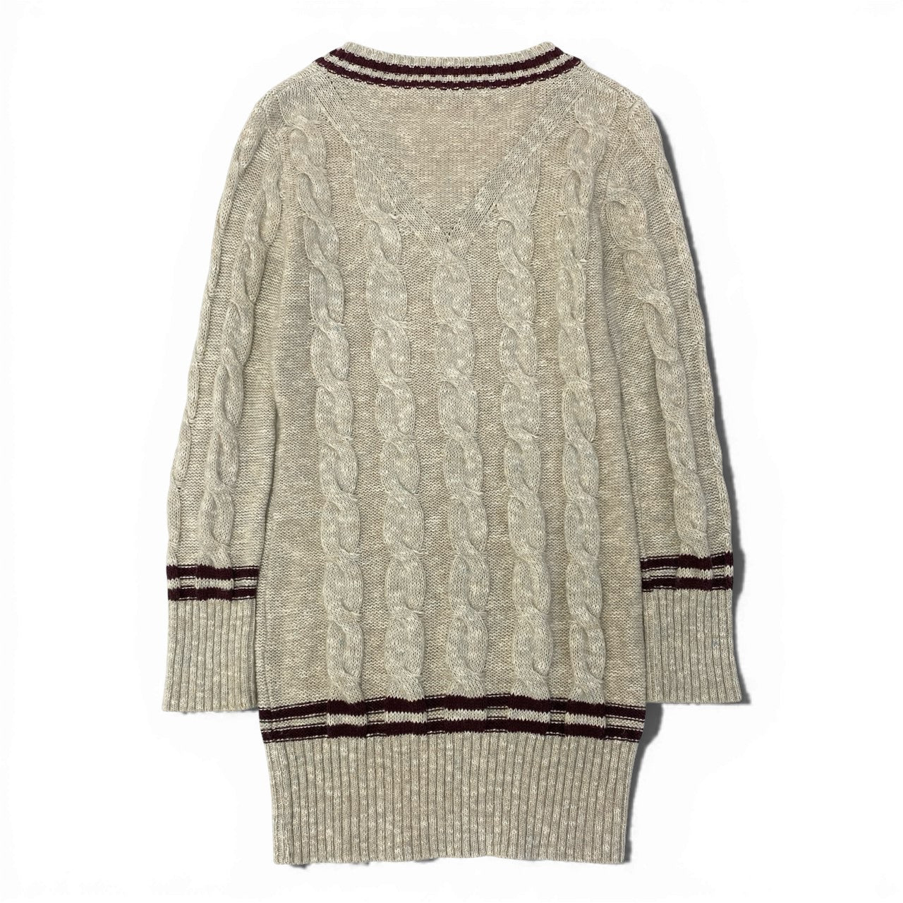 86a15 Vivienne Westwood RED LABEL ヴィヴィアンウエストウッド レッドレーベル ロゴワッペン スクールニット ニットセーター サイズ2 アイボリー レディース ロング丈 トップスk02i