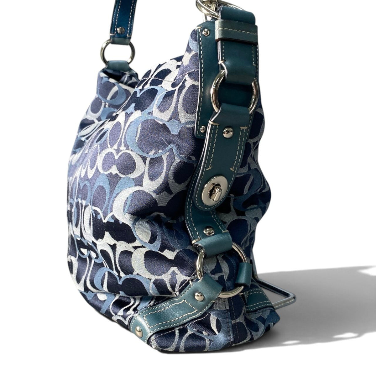 i7 COACH コーチ シグネチャー ショルダーバッグ Vintage Signature Shoulder Bag F13981 ブルーt18r