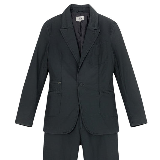 7f4 ARMANI EXCHANGE アルマーニエクスチェンジ セットアップスーツ シングル 中綿 ストライプ柄 サイズM/28REG ネイビー メンズ 紳士服o07t