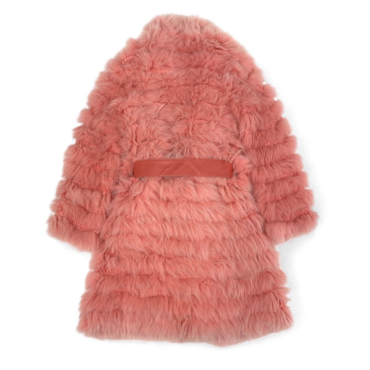 27k14《超希少》 染めフォックスファー 超ロングコート 102cm ピンク 最高級本毛皮 FOX FUR リアルファーt18r