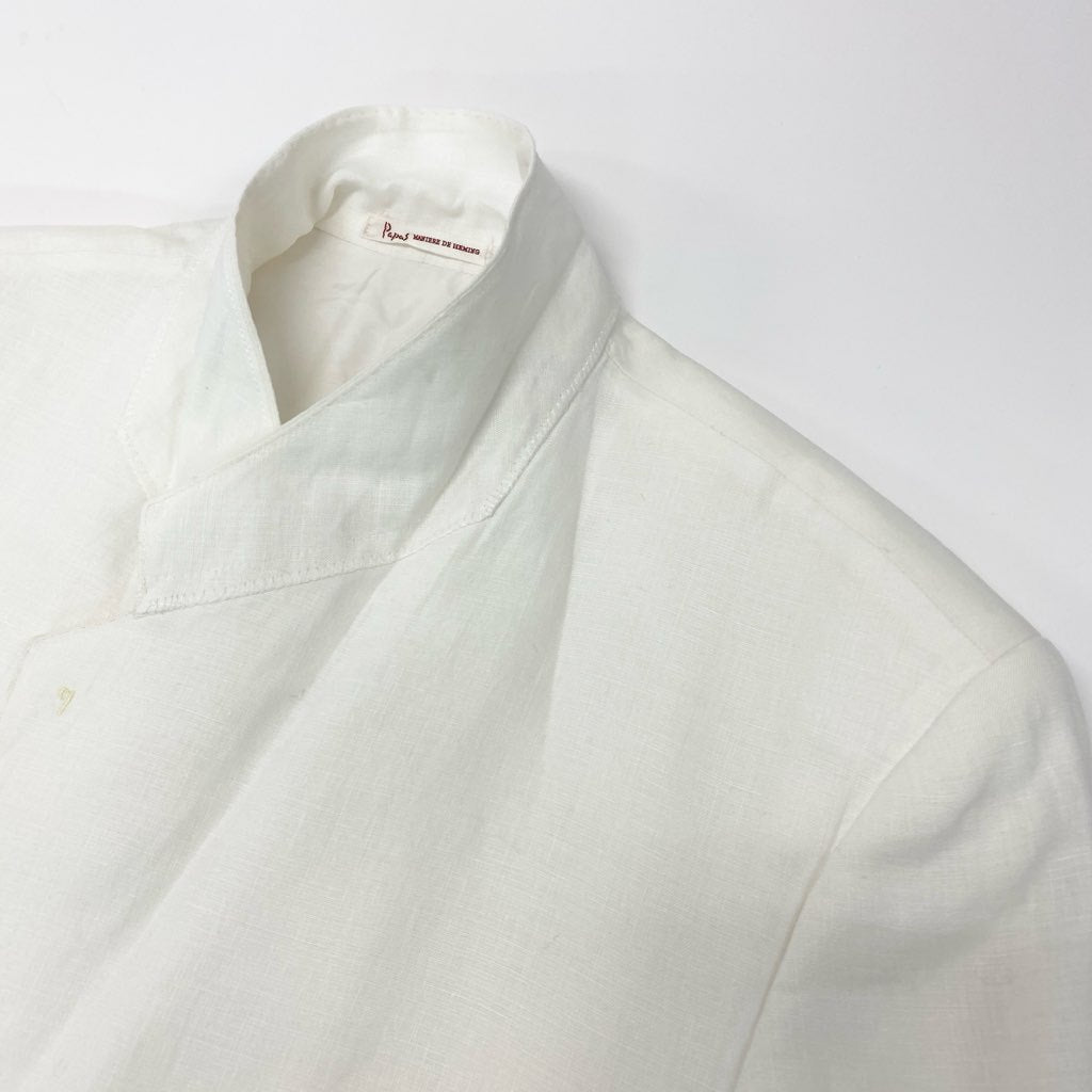 40l25 Papas パパス テーラードジャケット サマージャケット ブレザー 50 ホワイト リネン メンズ 紳士服u02t