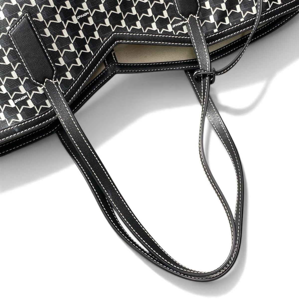 h13【極美品】MOYNAT モワナ M.CABAS Mカバス トートバッグ Mカットアウト ジップポーチ ブラック ホワイト レディース 女性用k02i