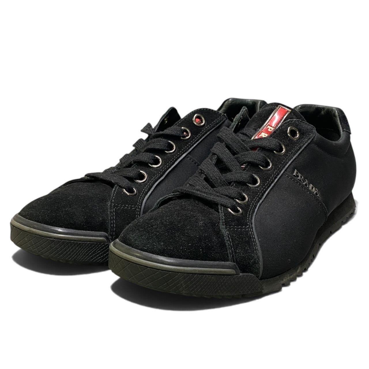 1h29 PRADA SPORTS プラダスポーツ サイドメタルロゴ スニーカー サイズ7 ブラック シューズ Metal Logo Sneakerst18r