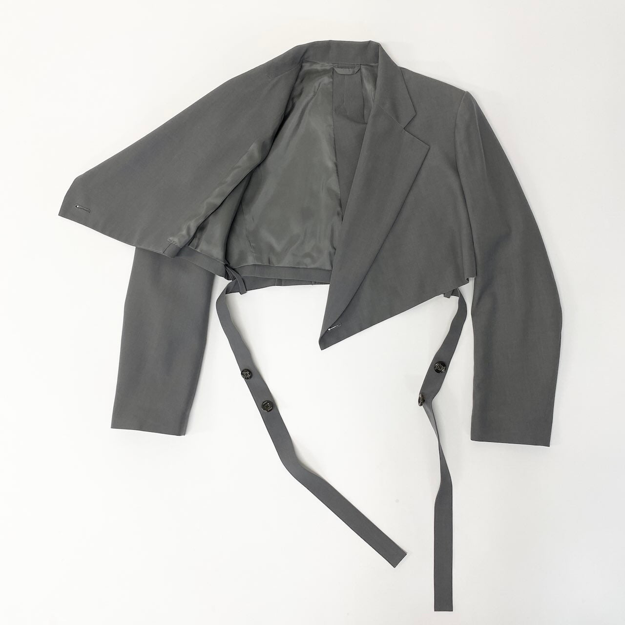 83c27 UJOH ウジョー ラップショートジャケット ウールジャケット ベルト クロップド丈 レディース 女性用 U751-J04-100 2 グレーu02t