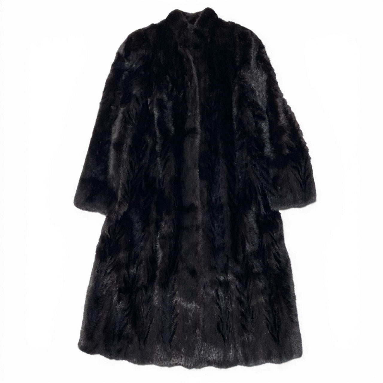 21a24 EMBA エンバ 希少デザイン ダークミンク 丈110cm 超ロングコート サイズ11 ブラック ダークブラウン 本毛皮 Mink Fur Long Coatt18r
