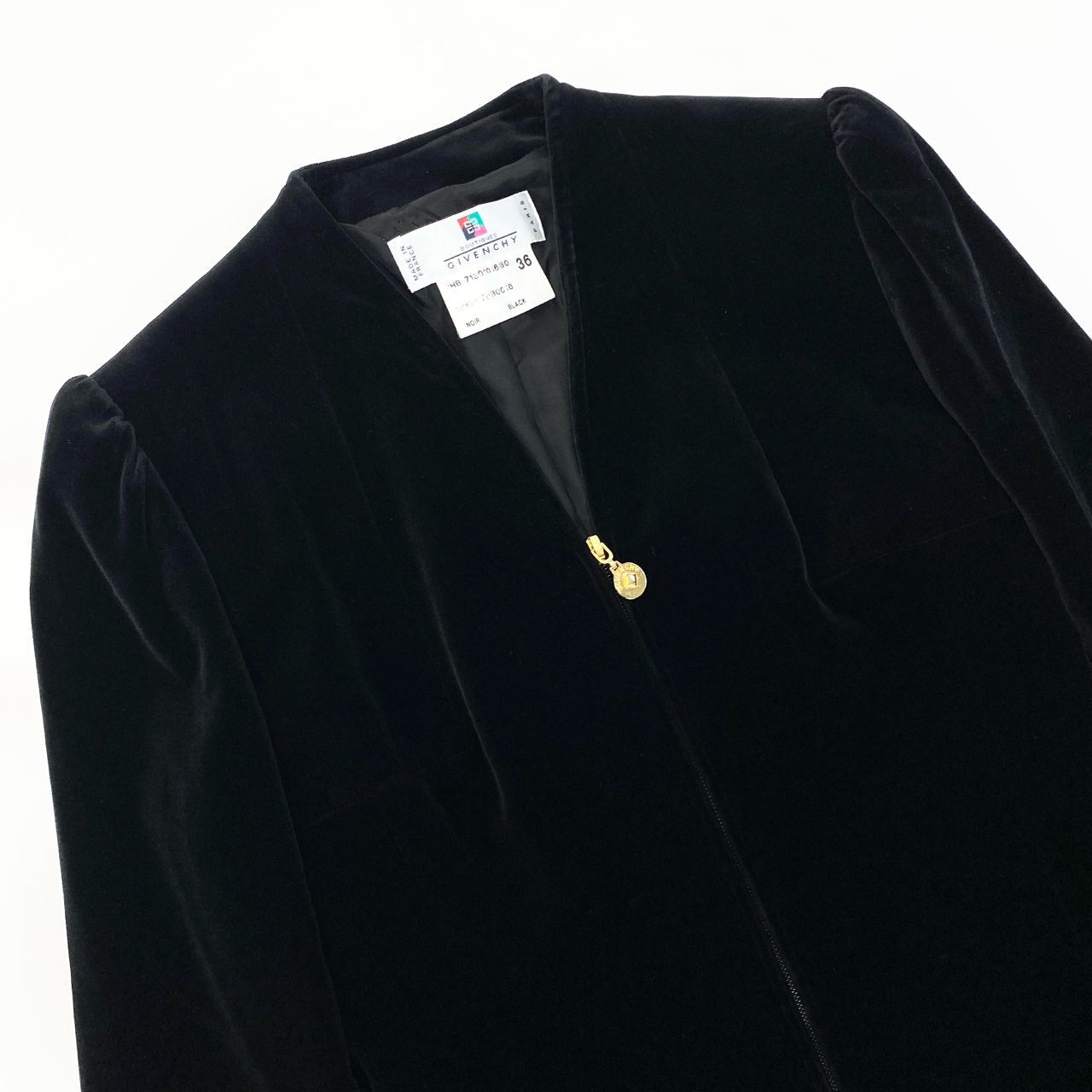 86a15 【Vintage 90'S】GIVENCHY ヴィンテージ ジバンシー ウエストシェイプデザイン ベロアジャケット サイズ36 ブラック レディース 女性用k02i