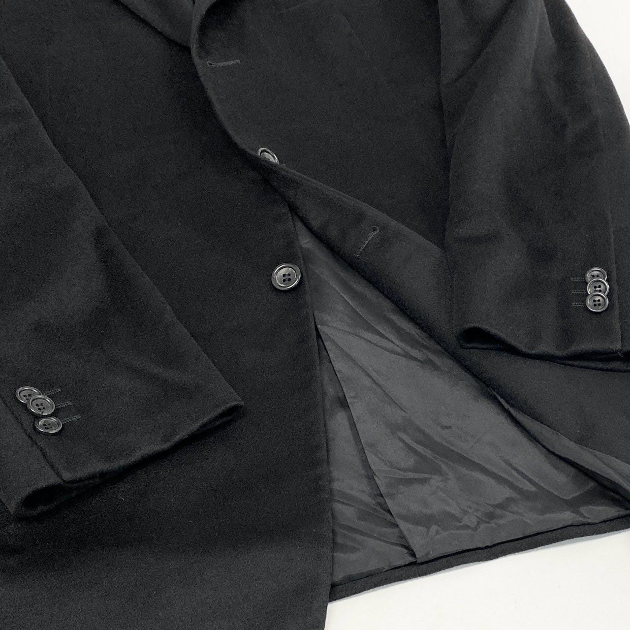 81h7 ARMANI COLLEZIONI アルマーニコレッツォーニ テーラードジャケット ブレザー 総カシミヤ 52 ブラック カシミア100％ メンズk02i