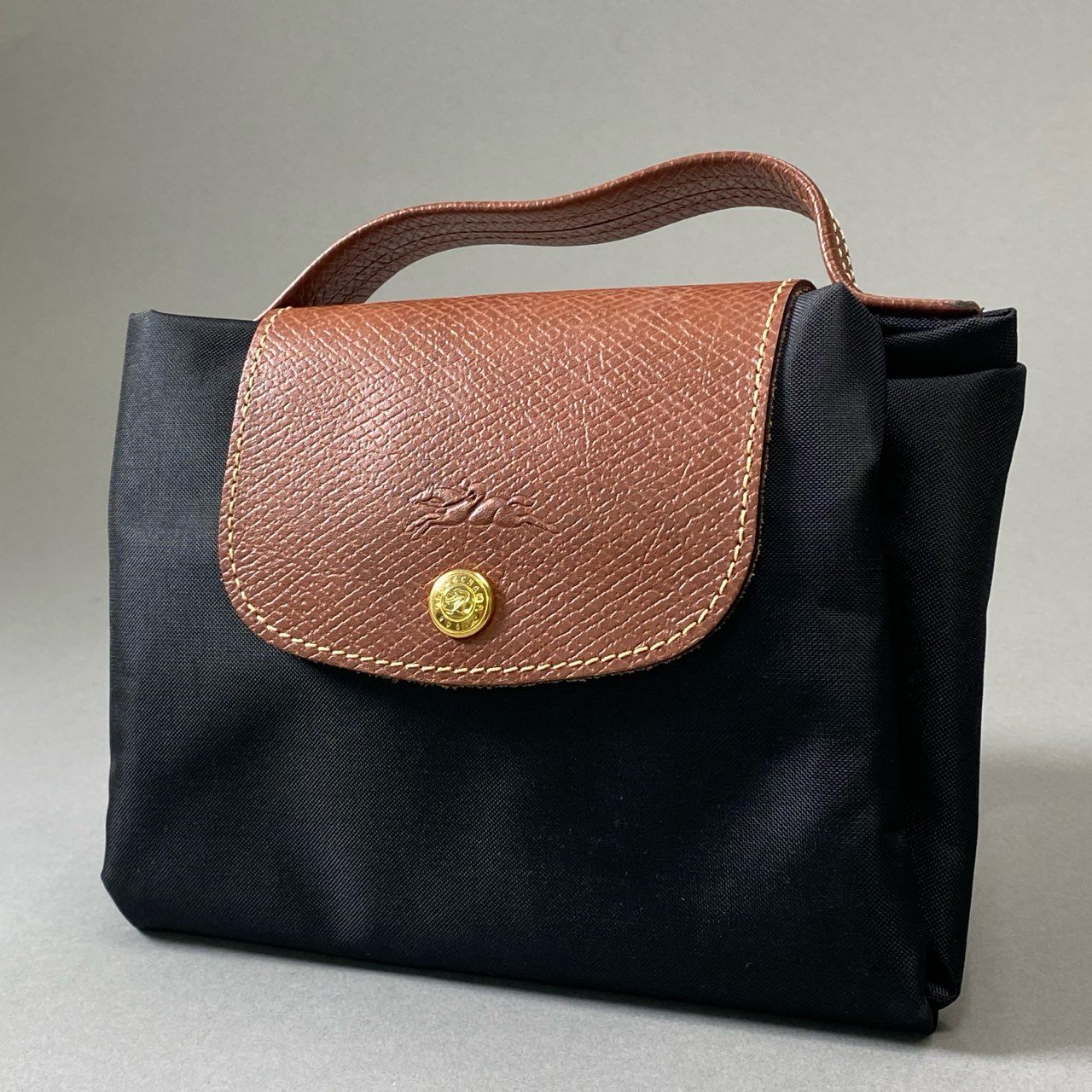 Aj3 《美品》 LONGCHAMP ロンシャン プリアージュ トートバッグ ブラック A4収納可 ワンショルダー 肩掛け 鞄 カバンt18r
