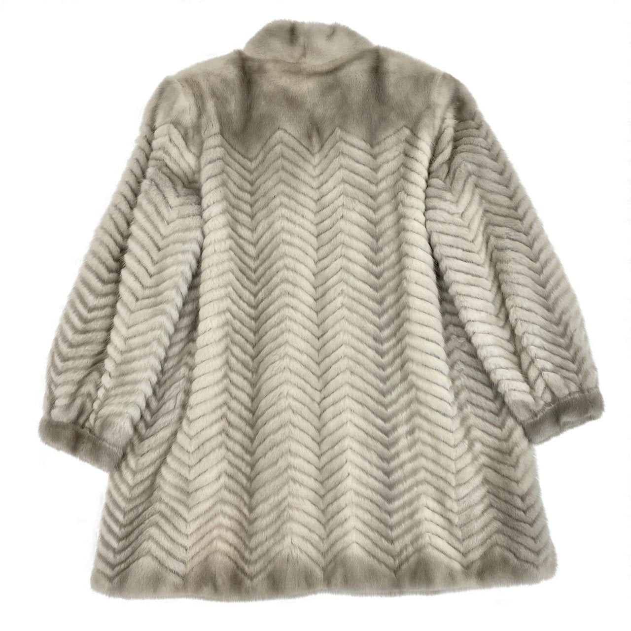 37L10 サファイアミンク ロングコート サイズ11号 シルバーグレー 本毛皮 MINK FUR ポケット有t18r