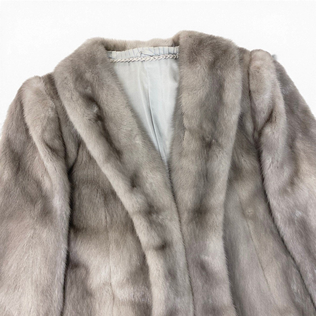 14i20 サファイアミンク ファーコート L シルバーグレー 本毛皮 Sapphire Mink Fur Coat リアルファー ドローコード付t18r