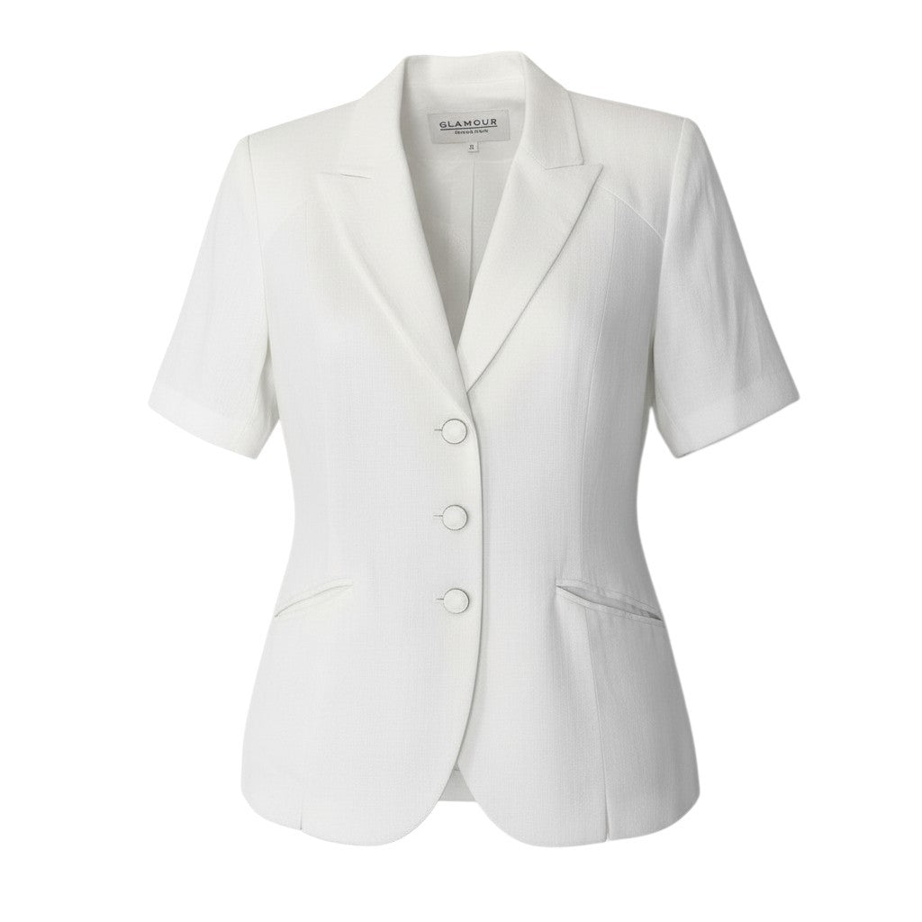 10c29 GLAMOUR GIVENCHY グラマー ジバンシー 半袖テーラードジャケット ブレザー アウター 44サイズ ホワイト レーヨン100％ レディース 女性用o07t