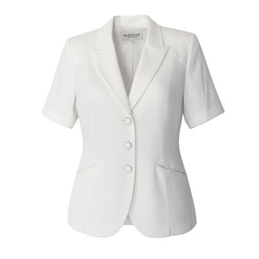 10c29 GLAMOUR GIVENCHY グラマー ジバンシー 半袖テーラードジャケット ブレザー アウター 44サイズ ホワイト レーヨン100％ レディース 女性用o07t