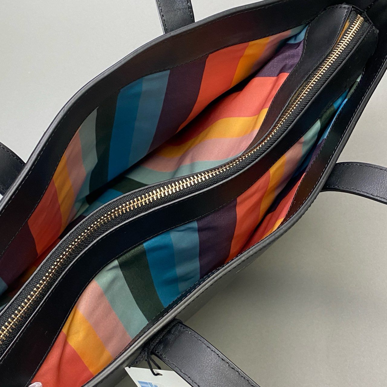 Bj3 《新品未使用》 Paul Smith ポールスミス レザートートバッグ ブラック Leather マルチストライプ ビジネス カバン 鞄 タグ付t18r
