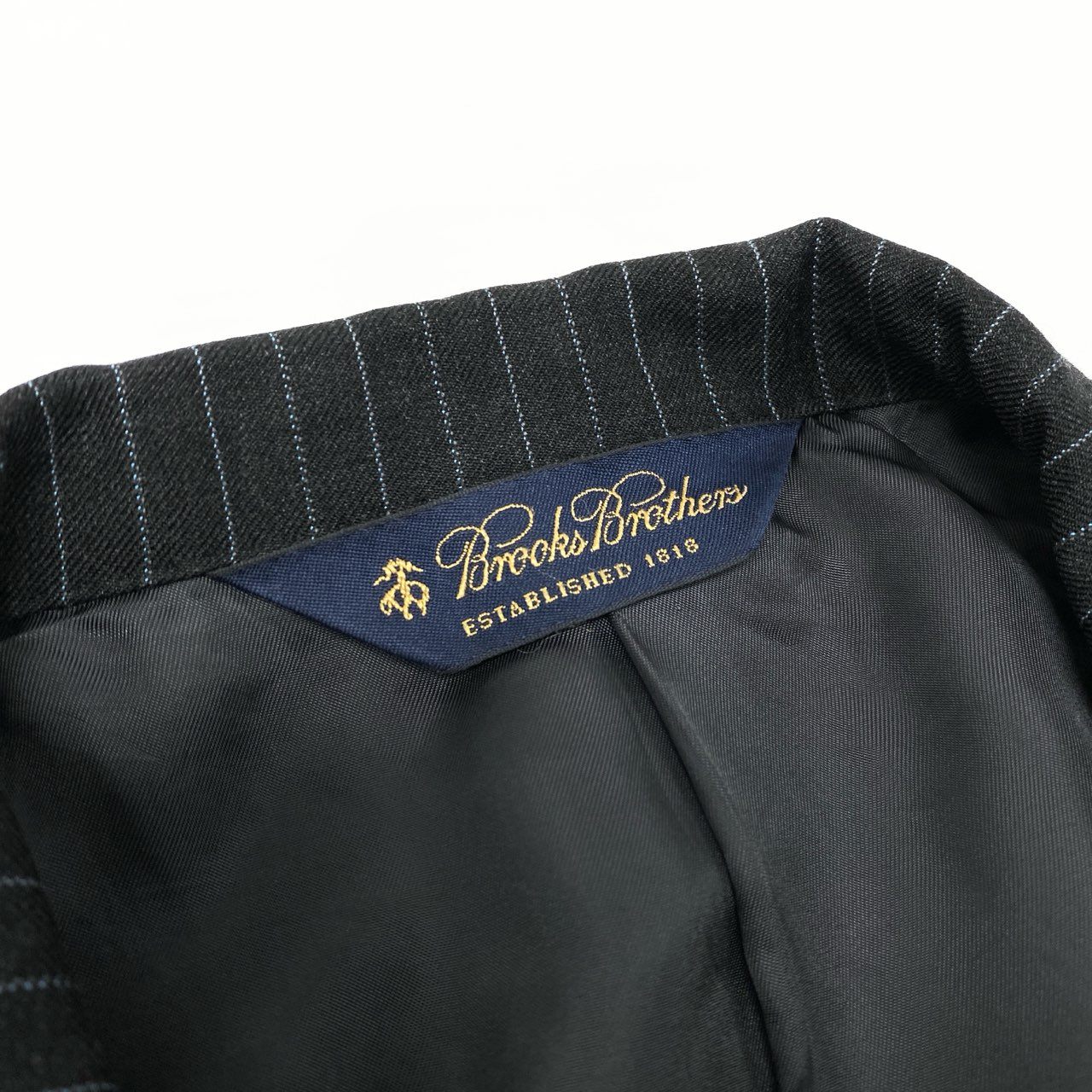 51Ⅼ2 Brooks Brothers ブルックスブラザーズ セットアップスーツ シングル 3B ストライプ柄 ウール混 メンズ 紳士服 ビジネス 40REG ブラックu02t