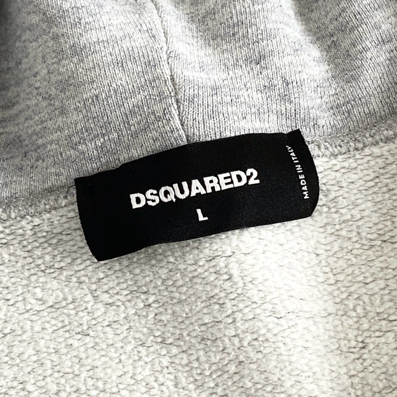 88i3 DSQUARED2 ディースクエアード Slogan Slouch Sweat Parka スタッズ パーカー L グレー ペンキ ダメージ加工 イタリア製