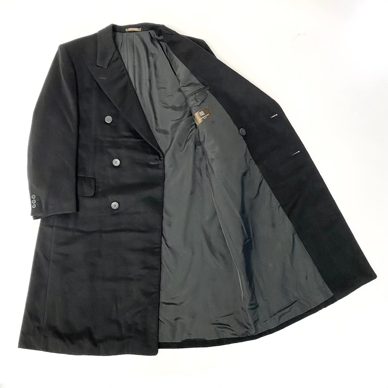 20c24 GIVENCHY ジバンシー ピーコート ロングコート カシミヤコート アウター ブラック カシミヤ100％ メンズ 男性用o07t